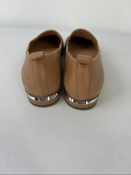 👗 Franco Sarto Susie Tan Leather Pointed Toe Loafers w silver detail heels - Picture 5 of 8